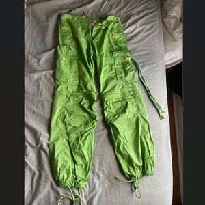 Bright green cargo pants low waisted